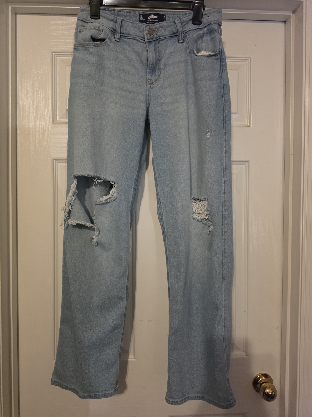 Hollister Light Blue Distressed Wide-Leg Jeans